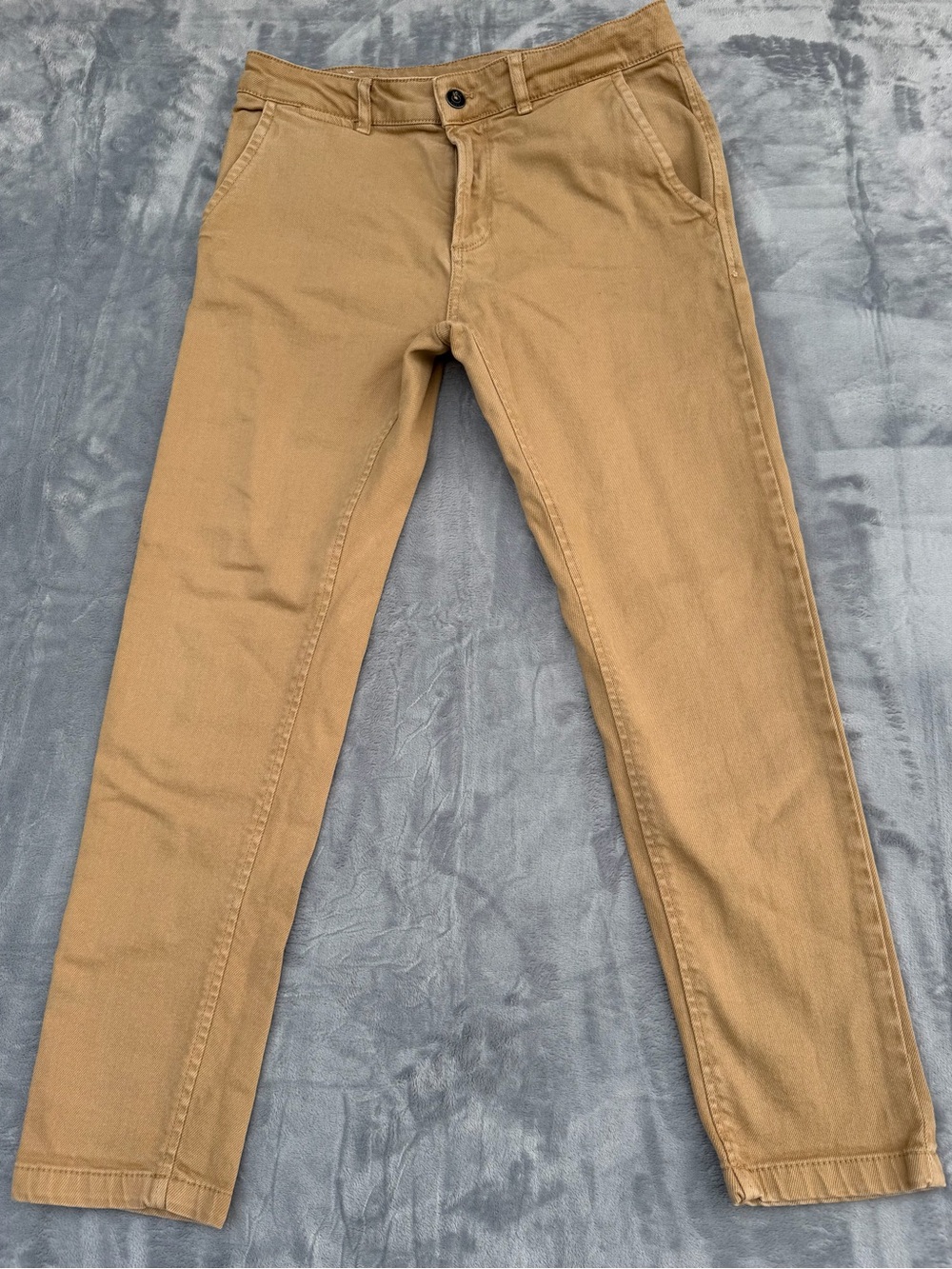 ZARA Slim Fit Twill Chino Pants Beige 30 Flat Front Cotton Blend Pockets Men's
